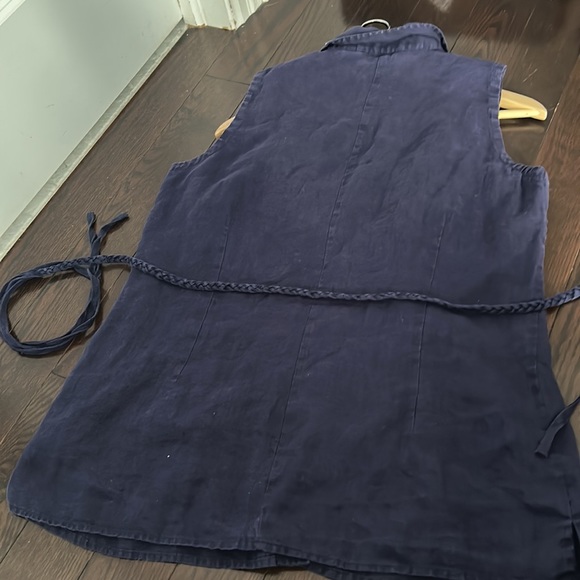 100% Linen Dark Sleeveless Shirt - Picture 5 of 7